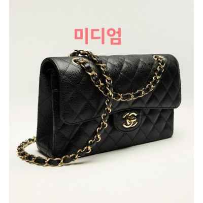 샤* NEW 클래식 미듐 캐비어 블랙 금장 풀박스