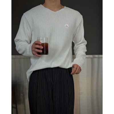 골지 V넥 데끼 썸머 니트