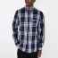 버** 로고 프린트 체크 셔츠