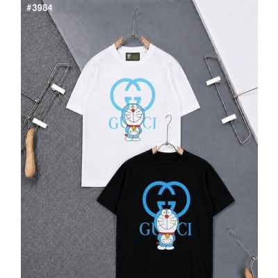 구* X 도라에몽 콜라보 인터로킹 GG 블루 프린팅 티셔츠