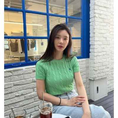 폴* 케이블 라운드 니트 반팔