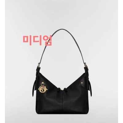 디* Voyage 미디엄 백 블랙 플랫 매크로까나쥬 그레인 송아지 가죽