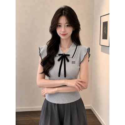 미*** 민소매 프릴 리본니트