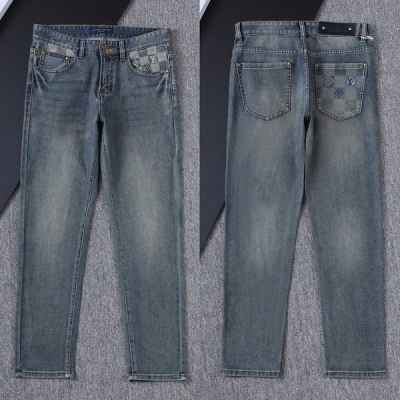 루* 다미에 로고 포인트 워싱스판 데님진