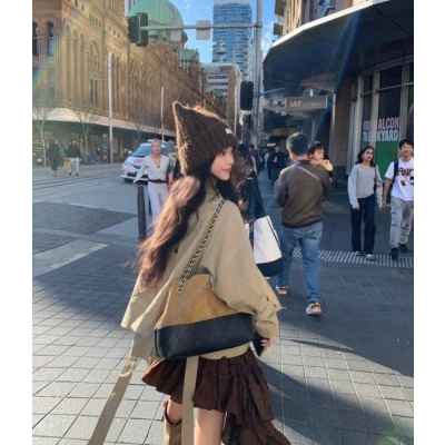 샤* 25A 공방 스웨이드 투톤 쇼퍼 호보백 브라운