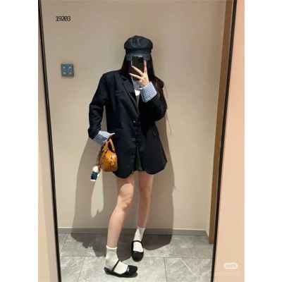 미*** 여성 체크 셔츠 슬리브 레이어드 자켓